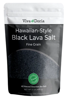 Viva Doria Hawaiian Black Lava Sea Salt, Fine Grain, 2 Lb.