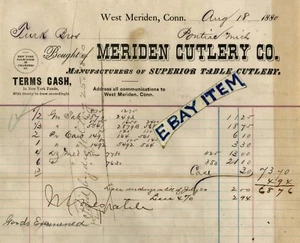 1880 BILLHEAD Connecticut MERIDEN CUTLERY COMPANY manufacturers superior table - Picture 1 of 1