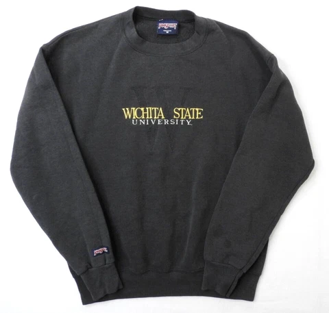 Vintage Wichita State Sweatshirt Size Medium Crewneck Charcoal Gray Distressed Cover