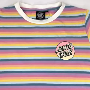 T-shirt donna Santa Cruz piccola skateboard sfumata punti arcobaleno a righe - Foto 1 di 6