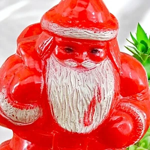 VTG Plastic Christmas Santa Candy Container Ornament MCM Red Rosbro Rosen 50s 60 - Picture 1 of 7