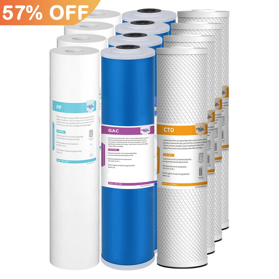 3-Stage 20"x4.5" PP GAC CTO Carbon Block Water Filter Whole House Cartridges Set - Image 1 of 4