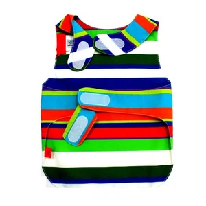 White Newborn Rooster Striped Bib - Orchid Size with Velcro 1 (6-18 Months) - Picture 1 of 4
