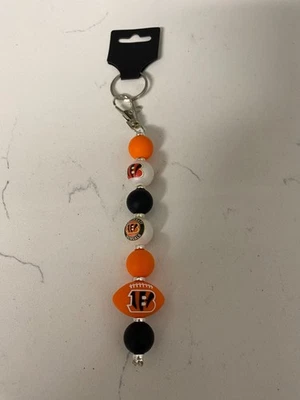 Cincinnati Bengals NFL Football Beaded Keychain/purse clip 3D Football Bead - Image 1 of 3