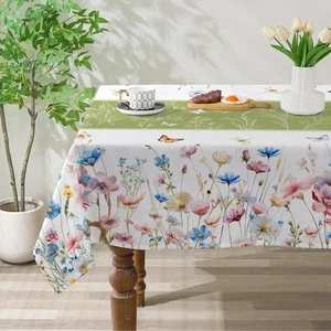 Spring Tablecloth 60x84 Inch Rectangle - Wild Floral Spring Decorations for - Picture 1 of 7