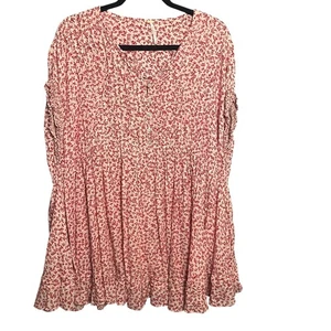 Free People Dress Womens S Babydoll Floral Boho Button Ruffle Mini Tie Waist - Picture 1 of 12