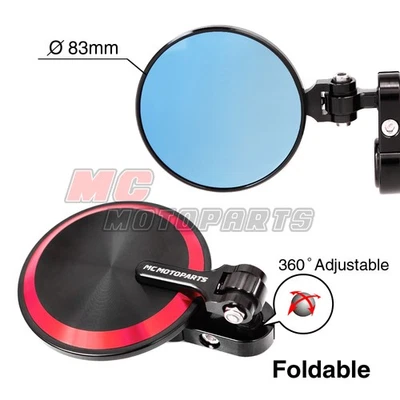 Espelhos de extremidade de barra CNC dobráveis vermelhos REBORN para Kawasaki ZZR1400 06-17 16 15 14 13 - Imagem 1 de 4