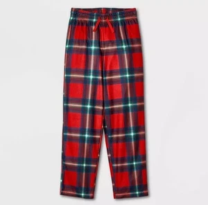 Cat & Jack Boy’s XS 4/5 Pajama Pants Red Green Plaid Pull On Lounge New - Picture 1 of 1