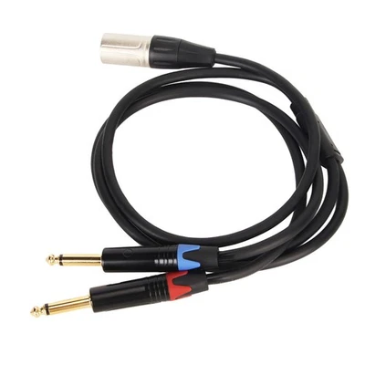 Dual 1/4 Inch To XLR Male Y Splitter Cable XLR Male To Dual 6.35mm TS Mono Plug - Image 1 of 4