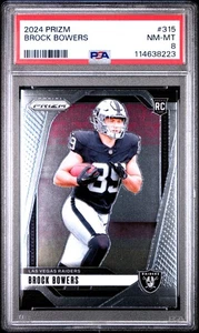 Panini Prizm Brock Bowers #315 2024 RC PSA 8 Raiders - Imagen 1 de 2