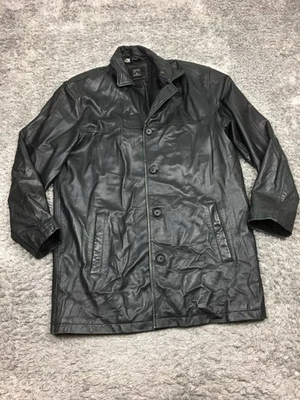 Chaqueta de cuero Mossimo de colección para hombre talla mediana negra con botones Foto 1 de 4