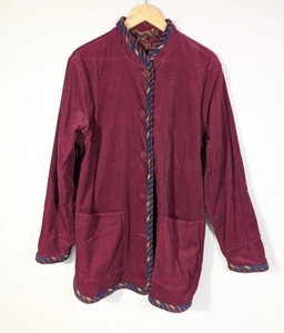 Koos Of Course Women Corduroy Jacket Red Paisley Button Pockets Reversible L Mb - Picture 1 of 7