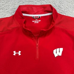 Wisconsin Badgers Under Armour Jacket Mens XL 1/4 Zip Pullover Lightweight Golf - Picture 1 of 12