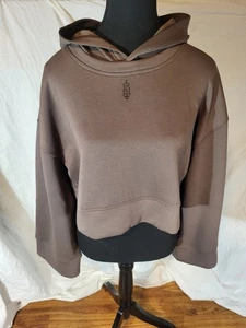 Free People Movement Giochi da Gioco Crop Felpa con Cappuccio Marrone Drift Wood Oversize XS - Foto 1 di 5