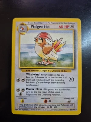 Pidgeotto - 22/102 - Pokemon Base Set Unlimited Rare Card WOTC Vintage LP - Image 1 of 2