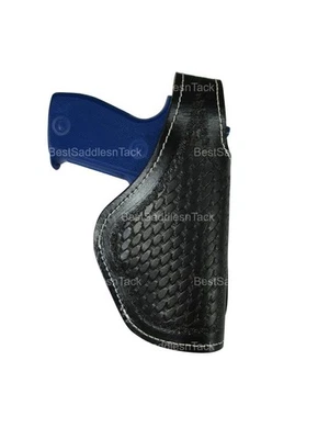 Leather Holster SIG 225 Basket Weave Tooled Thumb Retention 3 Way Carry OWB - Image 1 of 4