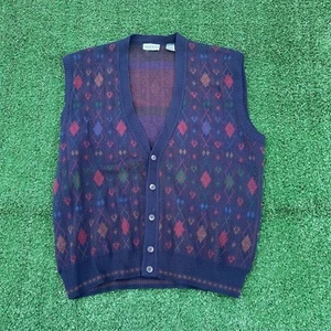 Chaleco abotonable geométrico vintage Alfani XL para mujer multicolor - Imagen 1 de 6