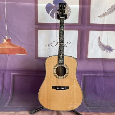 Nueva Guitarra Eléctrica Acústica Tipo D Cocobolo Cuerpo Incrustación Abulón Diapasón Foto 1 de 4