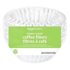 Basics Basket Coffee Filters for 8-12 Cup Coffee Makers White 200 Count - Picture 1 of 7