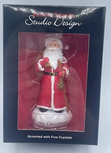 Neu im Karton Weihnachtsmann feine Kristalle Frohe Weihnachten Ornament Regent quadratisches Design 🎅🏼 - Bild 1 von 4