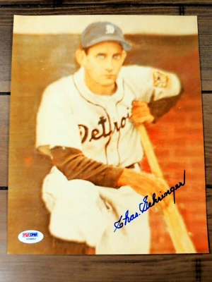 CHARLIE "CHAS." GEHRINGER  AUTOGRAPH 8 X 10  PSA/DNA   DETROIT TIGERS HOF LEGEND - Image 1 of 3
