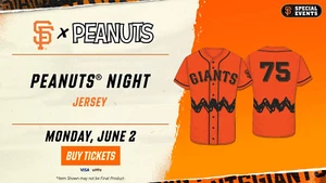 San Francisco Giants 2025 Charles Schultz Peanuts Night Jersey 06/02/25 SMALL - Picture 1 of 1