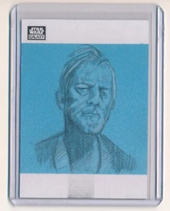 JOHN PLEAK 2018 TOPPS STAR WARS GALAXY SKETCH 1/1 ARTIST AUTO OBI-WAN KENOBI - Picture 1 of 2