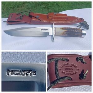 Randall Made Knives Model 14 Bowie Knife 12" Stag Orig. Sheath SS blade CDT EXC+