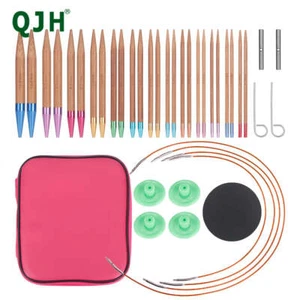 QJH 13 Pairs Interchangeable Bamboo Circular Knitting Needles Set (2.75mm-10mm) - Bild 1 von 17