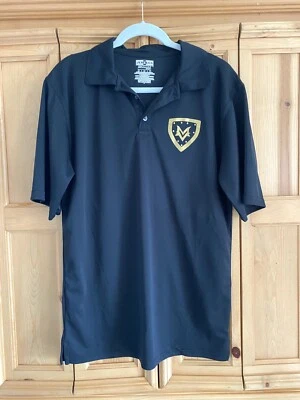 Jerzees Dri-Power Sport Black Gold Creat Shield Short-Sleeve Polo Shirt Size M - Image 1 of 4