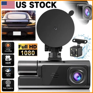 Dash Cam Auto HD 1080P Anteriore/Posteriore/Interno 3 Lenti Videoregistratore Telecamera Sensore G - Foto 1 di 18