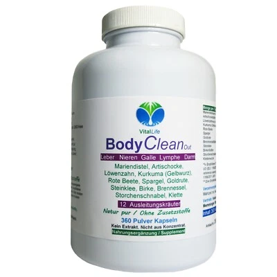 VITALLIFE BODY Clean Out 12 Kräuter + Bitterstoffe 360 Pulver Kapseln NATUR pur. 26507-360