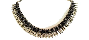 Künstlerisches Silber oxidiertes Messing Basis Choker oxidierte Perlen Muster - Bild 1 von 2