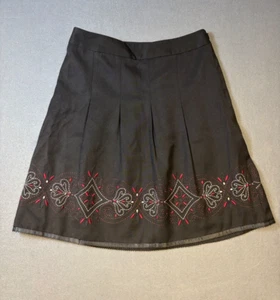 Falda Ann Taylor Loft Plisada Poliéster Bordada Forrada Negra Para Mujer Talla 4 - Imagen 1 de 11