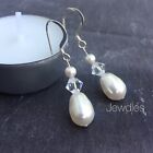 Swarovski White Pearl & Large Crystal Bicone Sterling Silver Small Drop Earring