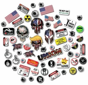 59 DIVERTIDO SOMBRERO DURO CALAVERA EE. UU. BANDERA AMERICANA PEGATINA VENTANA PARACHOQUES 3M - Imagen 1 de 5