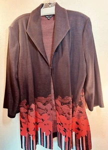 Misook Womens Jacket Size Black/Orange Floral Fall Colors 3/4 Sleeve - Picture 1 of 8