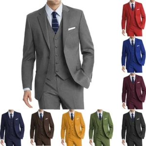 Men Suit Jacket Tuxedo Blazer Business Single Breasted Notch Lapel Formal - Picture 1 of 23