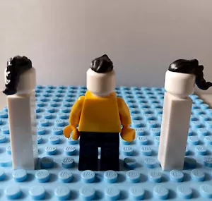 Lego Cabello Negro Minifigura Cabello Estrecho Barrido Espalda con Cola de Pony Mohawk NUEVO - Imagen 1 de 2