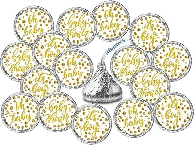 324 etiquetas doradas Oh Baby Boy Kisses para baby shower Foto 1 de 2