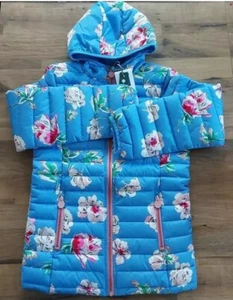 Joules Girls Kinnaird Packaway Jacket - Blue Floral- Age 10 - Picture 1 of 11