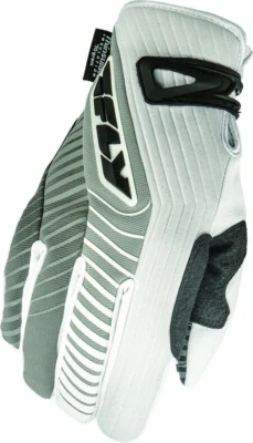 Fly Racing Title Gloves Long White with Black Gray Accent SZ 8 #5884 367-034~08 - Image 1 of 4