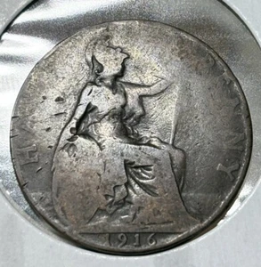 1916 Great Britain Half Penny UK 1/2 - Picture 1 of 2