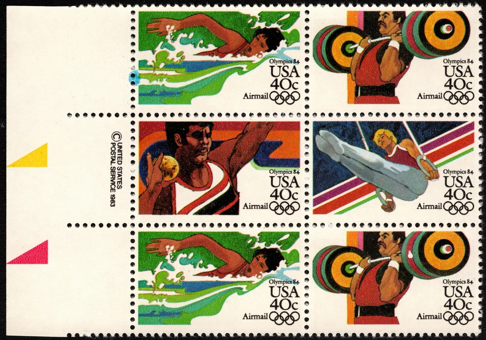 US - 1983 - 40 Cents Olympics Se-Tenant Airmail Block EFO # C105 # C108 # C108b - Image 1 of 1