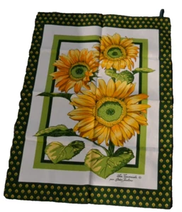 Toalla de té de cocina Girasoles LES TORNESOLS 100 % algodón nueva sin etiquetas verde/amarillo - Imagen 1 de 3