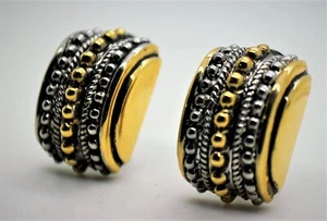 A-31 Chunky Design style Rhodium Plate Two tone dot Clip Fashion Earrings #1 - Bild 1 von 4