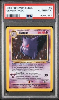 1999 Gengar Holo Pokemon Card Fossil 05/62 Vintage PSA Autheticated - Image 1 of 2