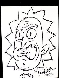 Frank Forte FIRMADO entintado a mano RICK & MORTY Rick 8,5x11 Pin-up Art - Imagen 1 de 3