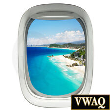 Realistic Airplane Window Wall Decal 3D Aviation Decor Beach Scene Art VWAQ-PW32