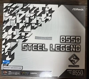 ASRock B550 Steel Legend ATX Motherboard AMD Ryzen 5000/4000/3000 AM4 DDR4 - Picture 1 of 7
